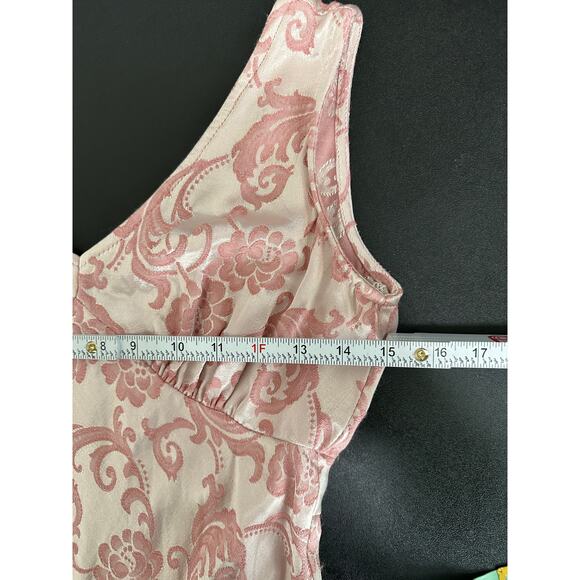 Roberta Vintage Pink Floral Paisley Velour V-Neck Maxi Dress Women's Size 0-2 - Picture 12 of 14